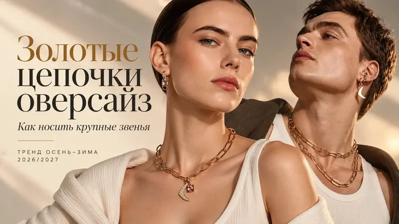 Золотые цепочки на шею в стиле оверсайз: как носить крупные звенья